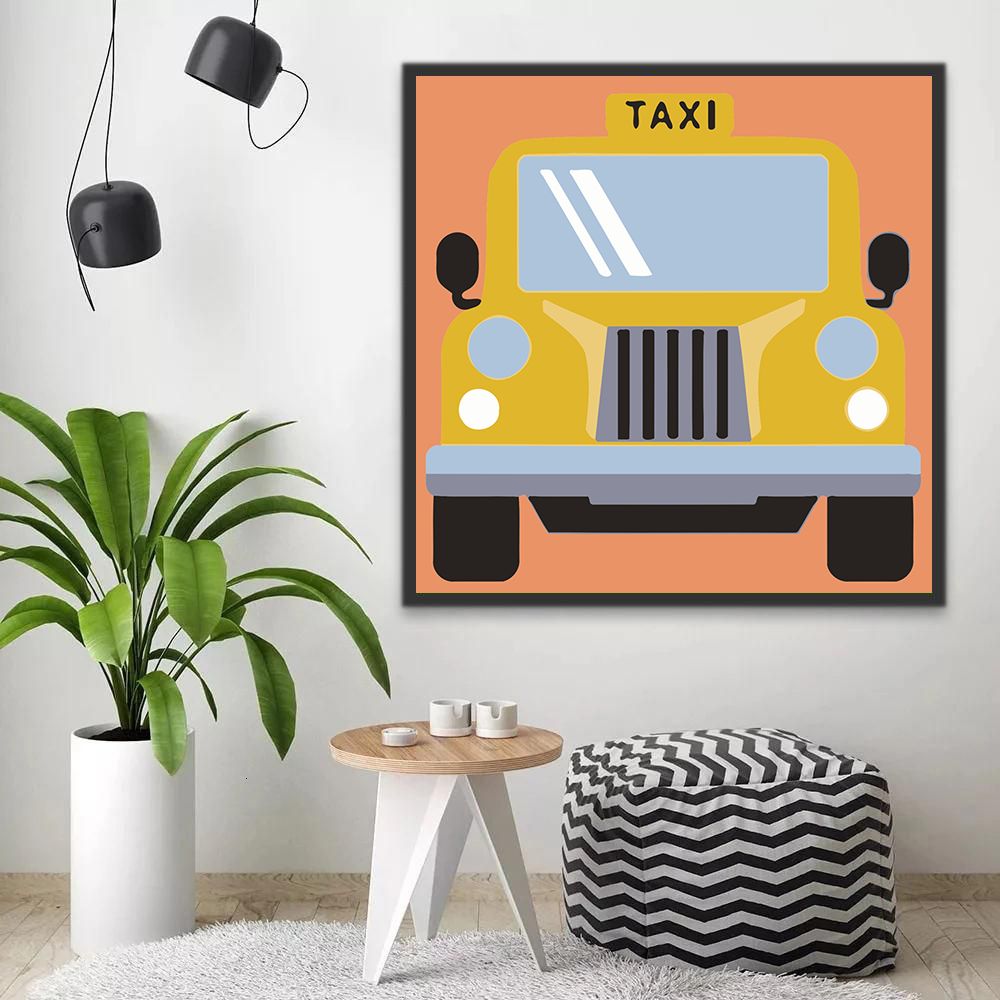Gele Taxi Schilderen op Nummers
