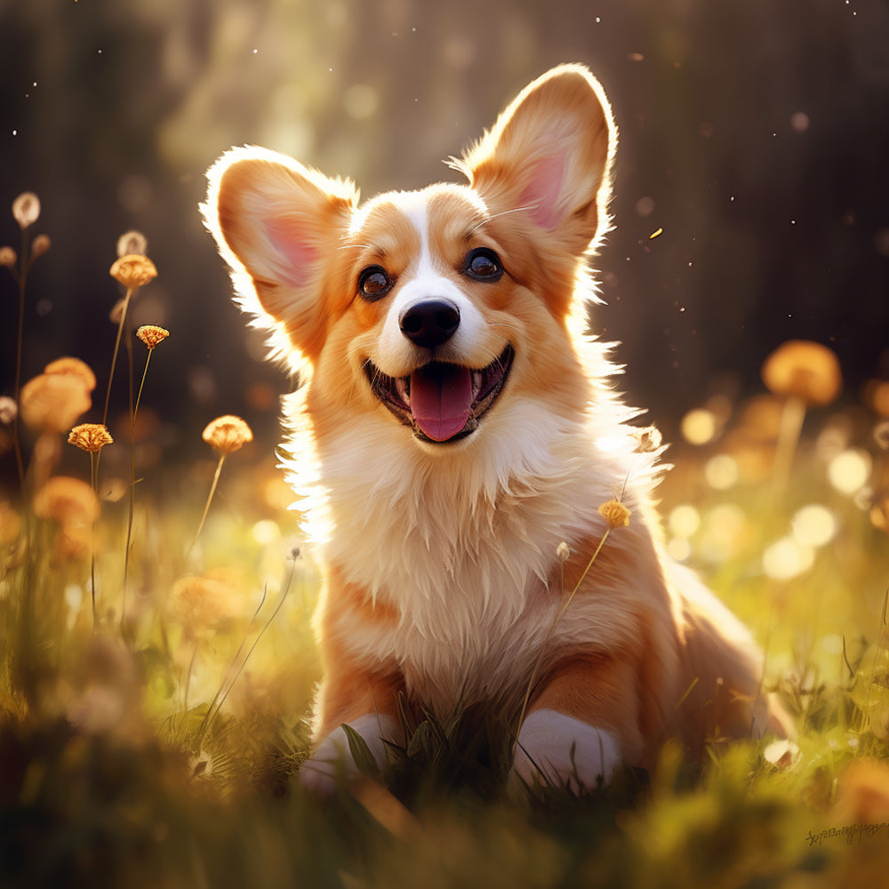 Gelukkige Corgi op het Gras Schilderen op Nummers