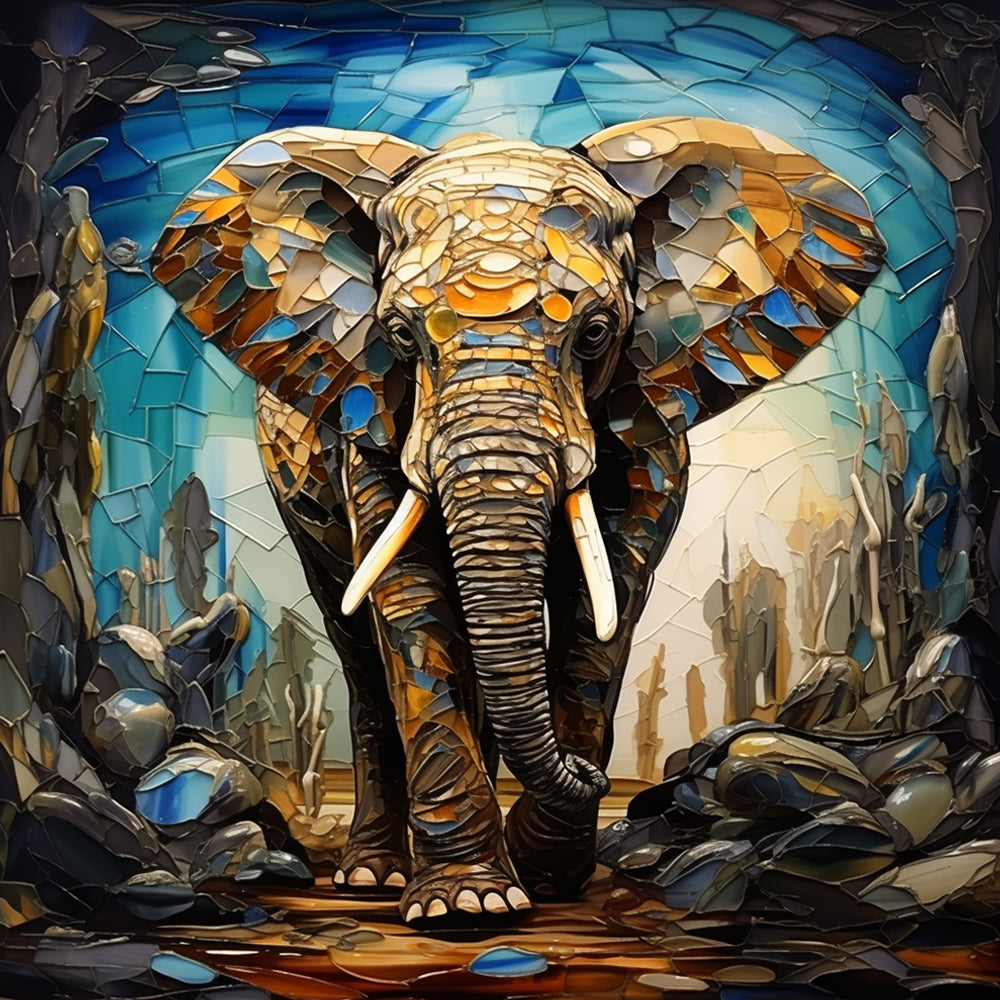 Geometrische Olifant Schilderen op Nummers
