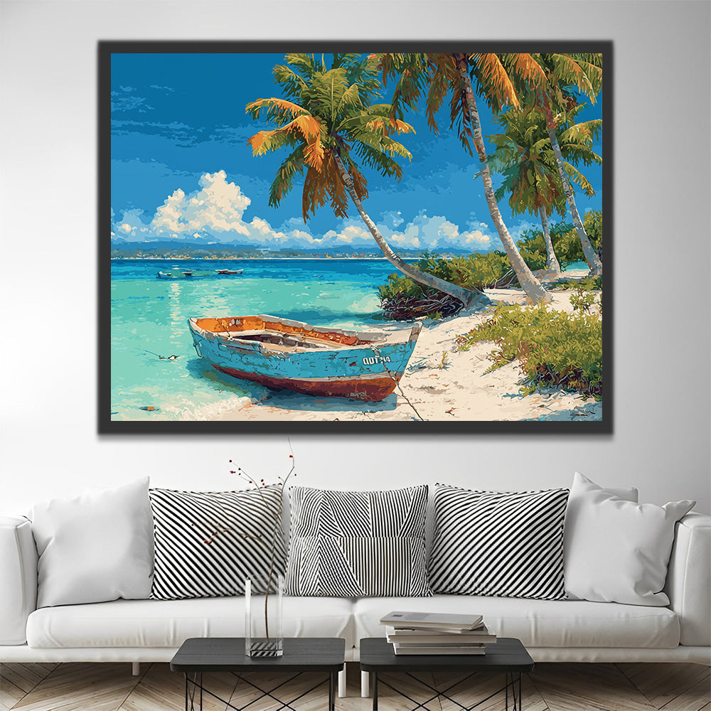 Gestrand Schip op het Strand Schilderen op Nummers
