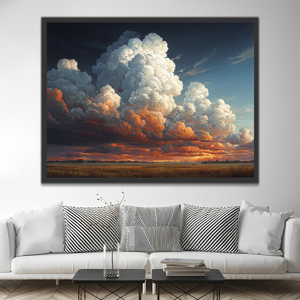 Gigantische Wolken boven de Velden Schilderen op Nummers