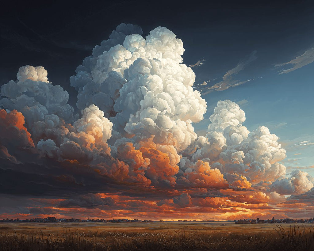 Gigantische Wolken boven de Velden Schilderen op Nummers