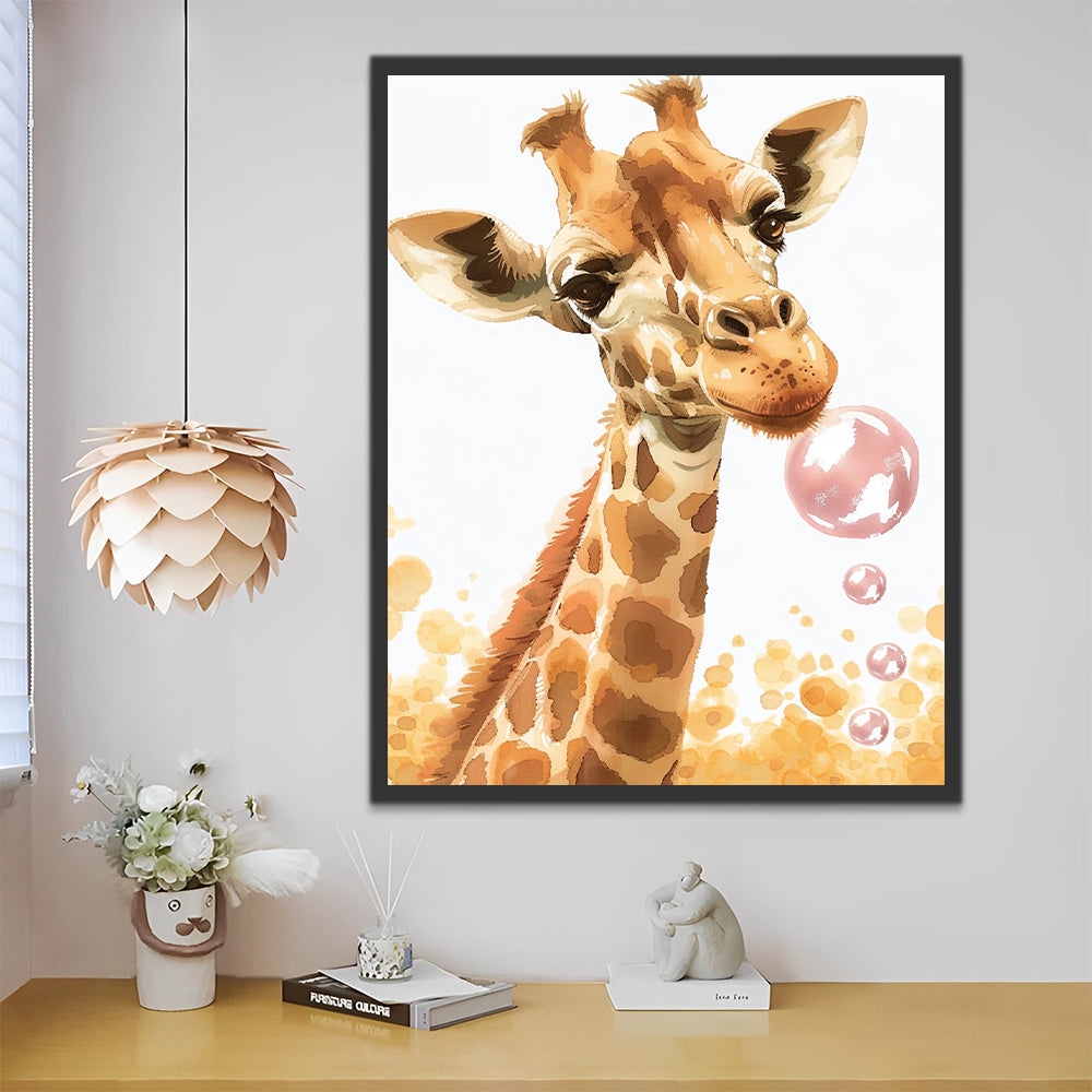 Giraffe en Roze Bubbels Schilderen op Nummers