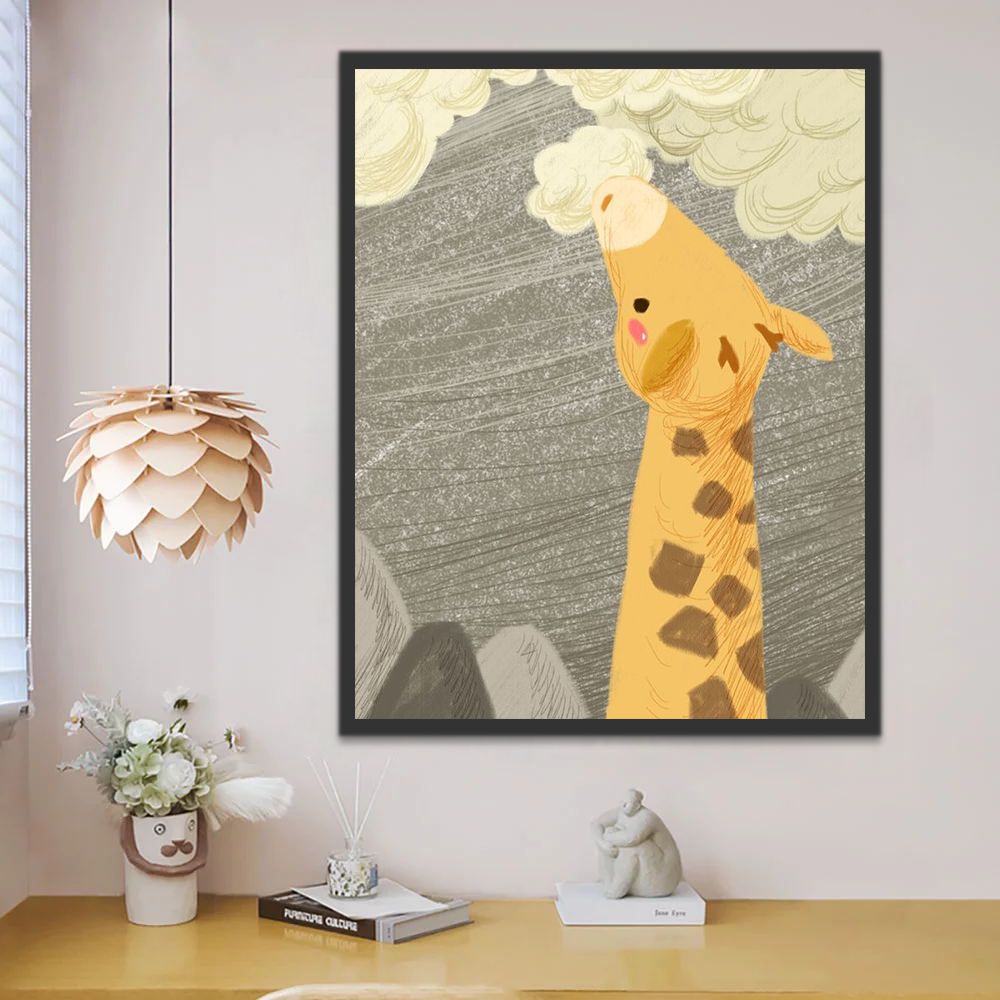 Giraffe en Wolken Schilderen op Nummers Kinderen
