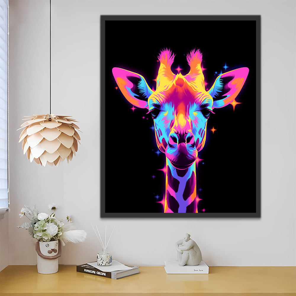 Giraffe Gloeit in het Donker Schilderen op Nummers