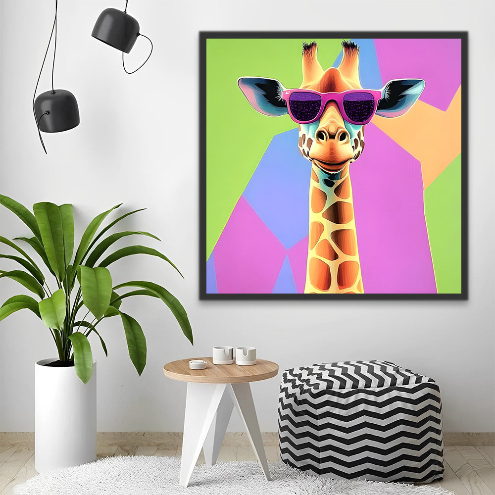 Giraffe op Gekleurde Achtergrond Schilderen op Nummers