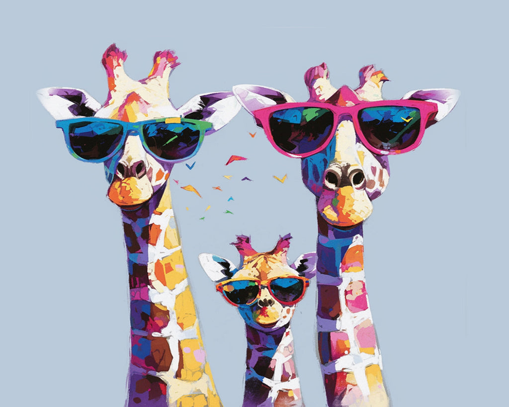 Giraffefamilie met bril Schilderen op Nummers