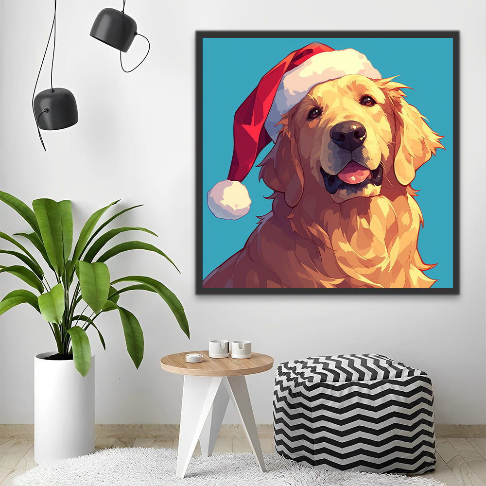 Golden Retriever met Rode Hoed Schilderen op Nummers