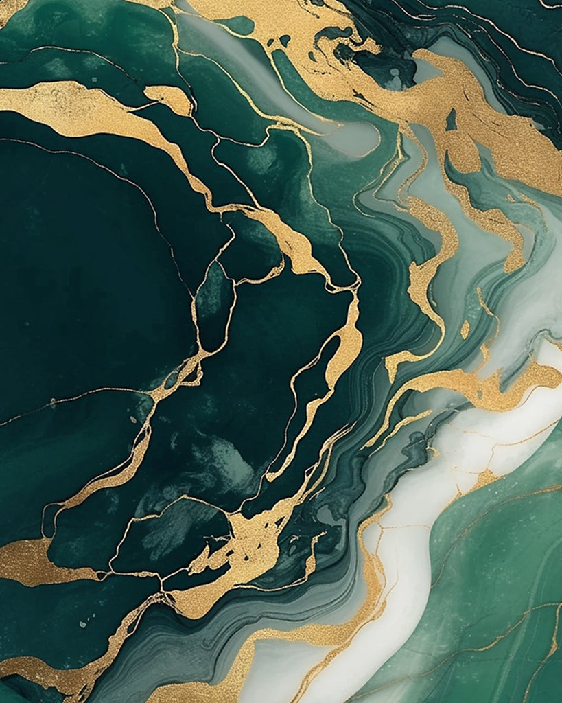 Goud en Groen Abstract Schilderen op Nummers