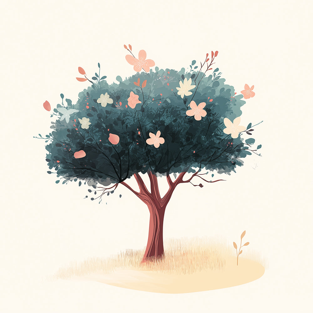 Groene Bomen en Roze Bloemen Mini Schilderen op Nummers