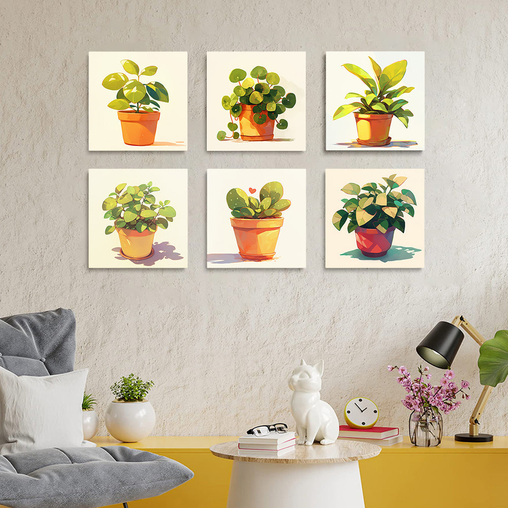 Groene Kamerplanten 6 Stuks Mini Schilderen op Nummers