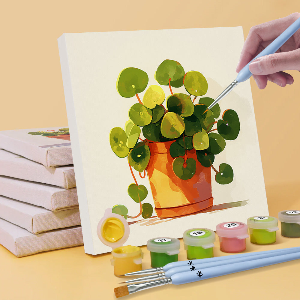 Groene Kamerplanten 6 Stuks Mini Schilderen op Nummers