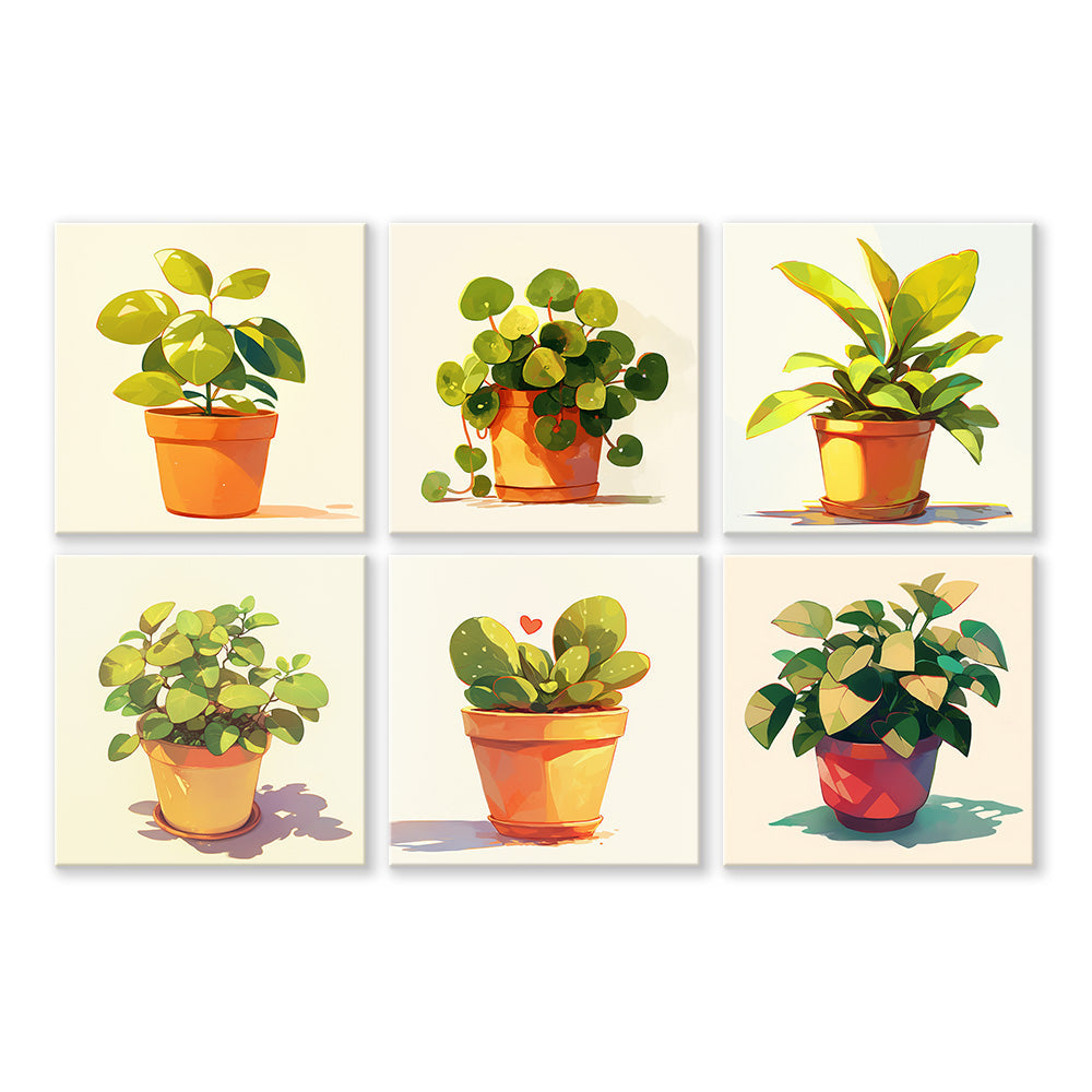 Groene Kamerplanten 6 Stuks Mini Schilderen op Nummers