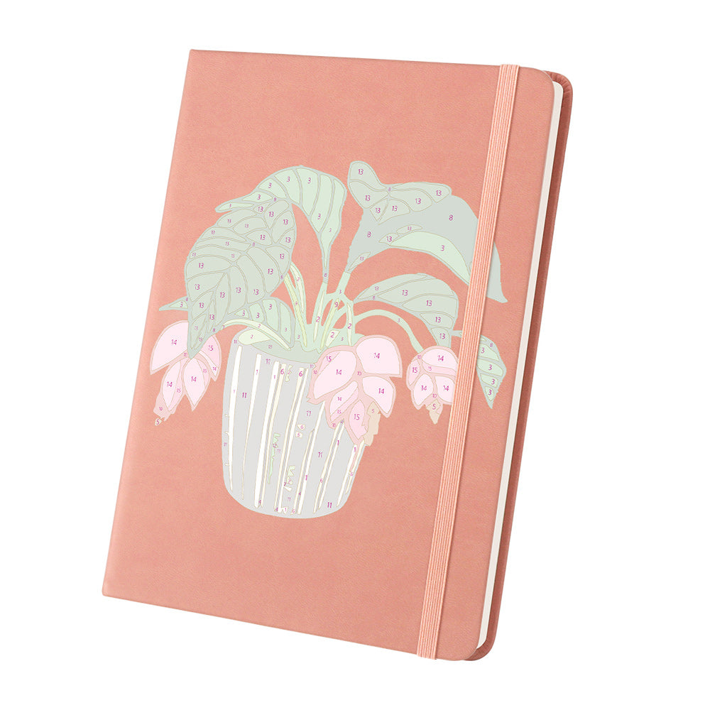 Groene Kamerplanten met Rode Bloemen Notitieboek Schilderen op Nummers