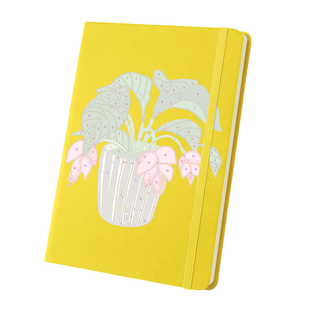 Groene Kamerplanten met Rode Bloemen Notitieboek Schilderen op Nummers