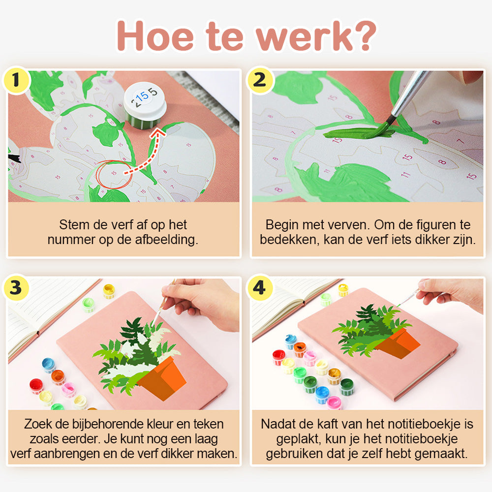 Groene Kamerplanten Notitieboek Schilderen op Nummers