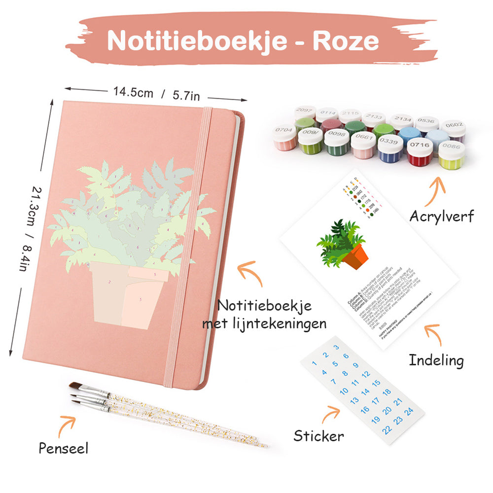 Groene Kamerplanten Notitieboek Schilderen op Nummers