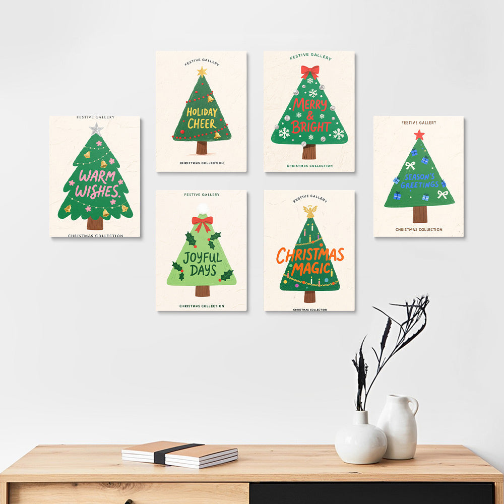 Groene Kerstbomen 6 Stuks Mini Schilderen op Nummers