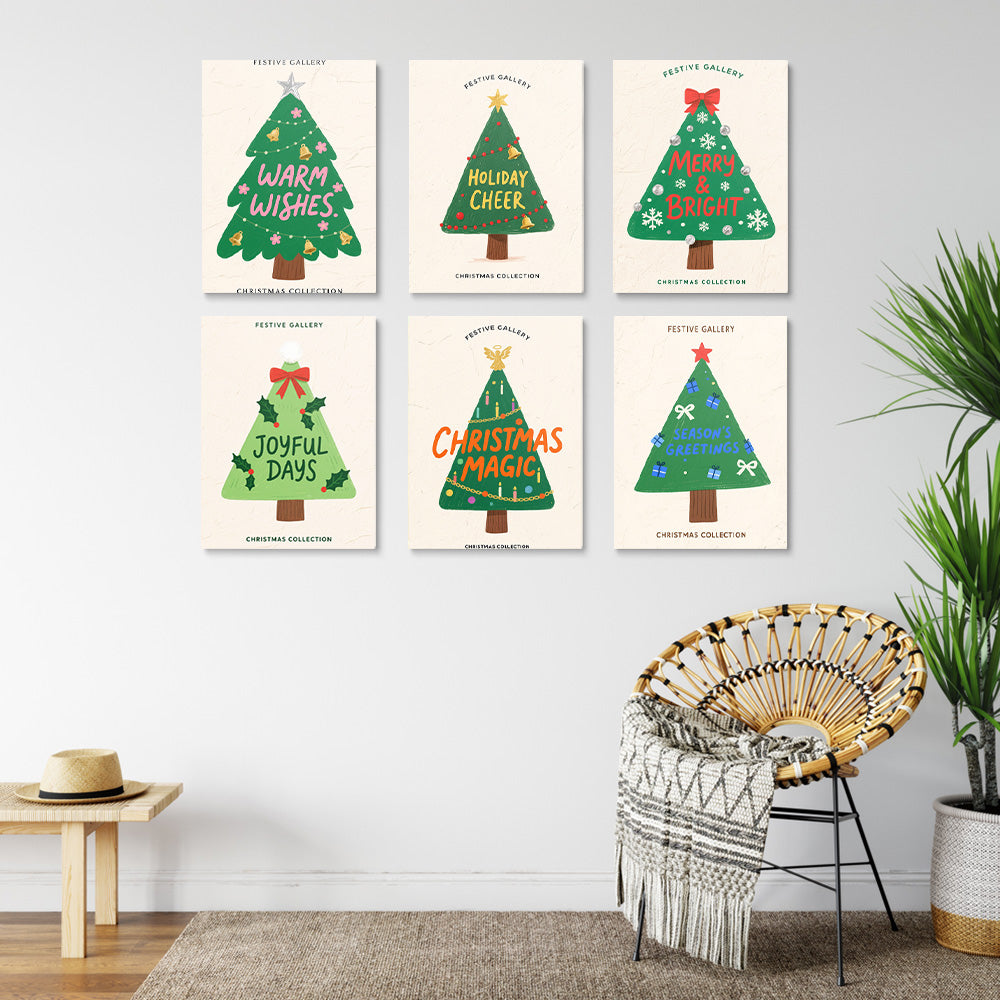 Groene Kerstbomen 6 Stuks Mini Schilderen op Nummers