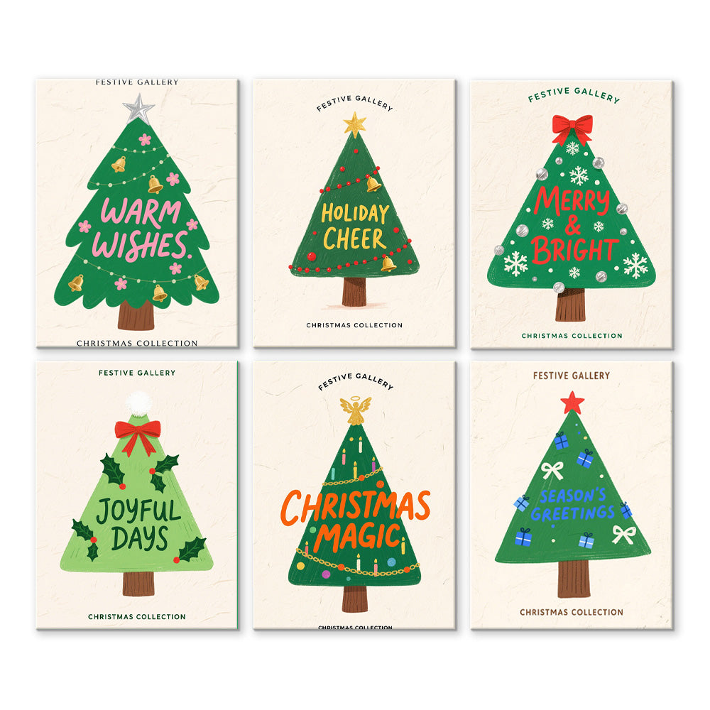 Groene Kerstbomen 6 Stuks Mini Schilderen op Nummers