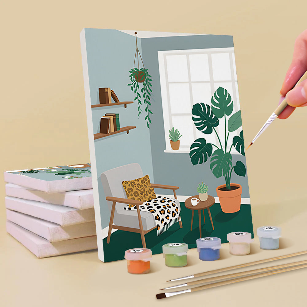 Groene Planten in de Kamer 6 Stuks Mini Schilderen op Nummers