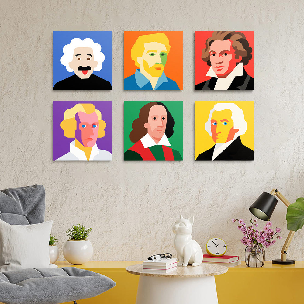 Grote Wetenschappers 6 Stuks Mini Schilderen op Nummers