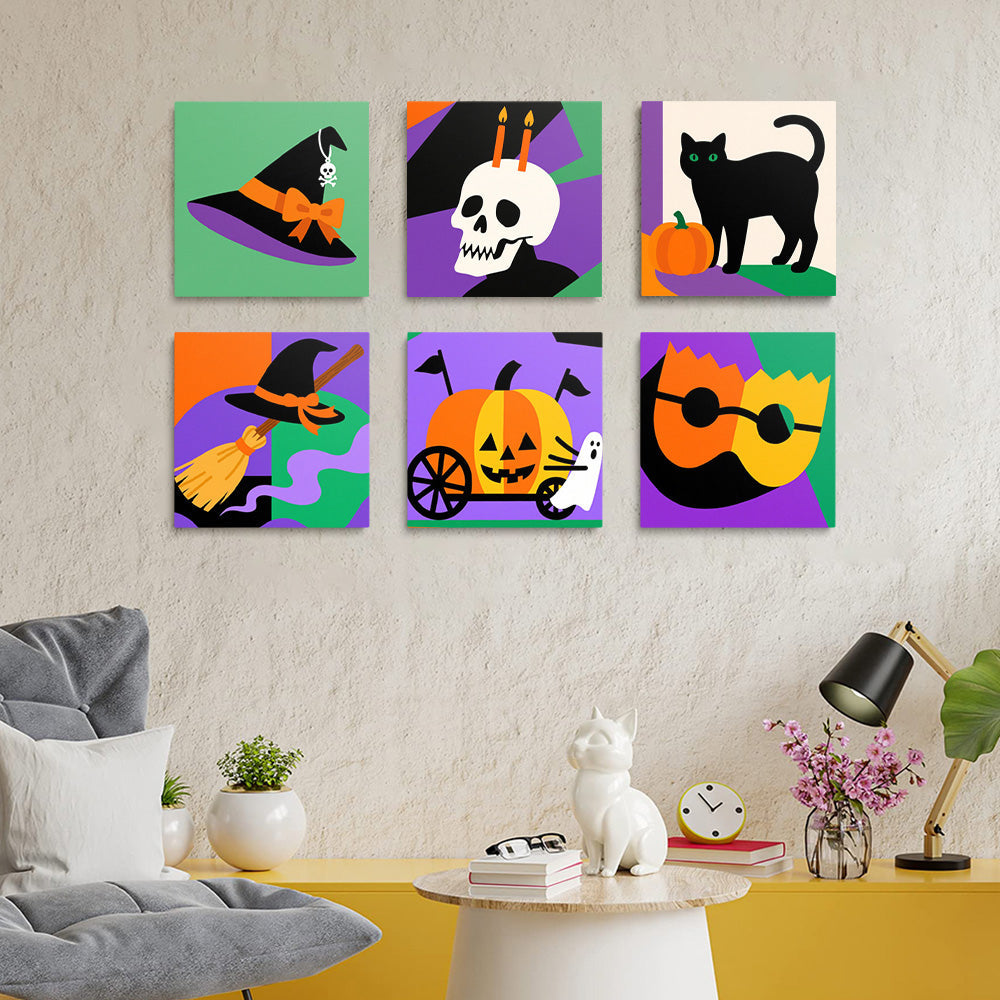 Halloween Cartoon Versieringen 6 Stuks Mini Schilderen op Nummers