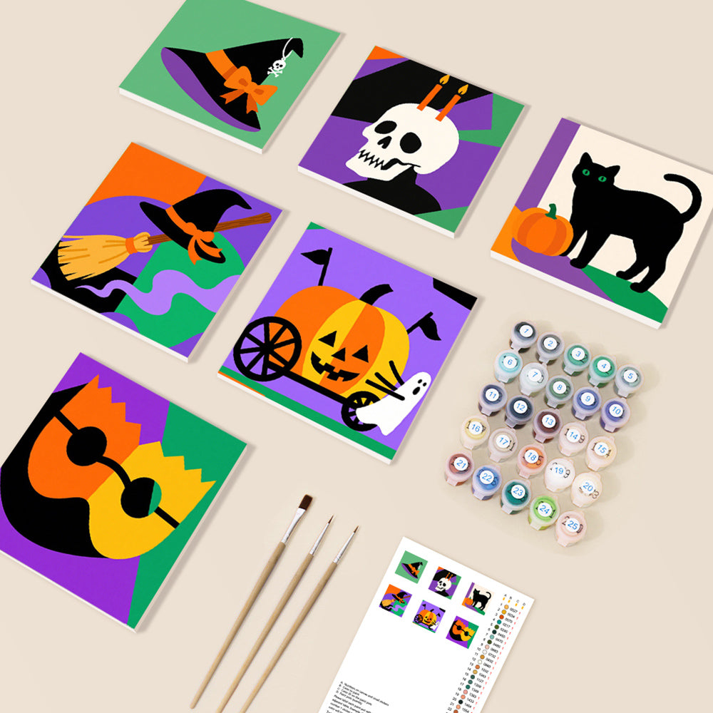 Halloween Cartoon Versieringen 6 Stuks Mini Schilderen op Nummers