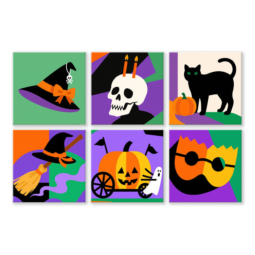 Halloween Cartoon Versieringen 6 Stuks Mini Schilderen op Nummers