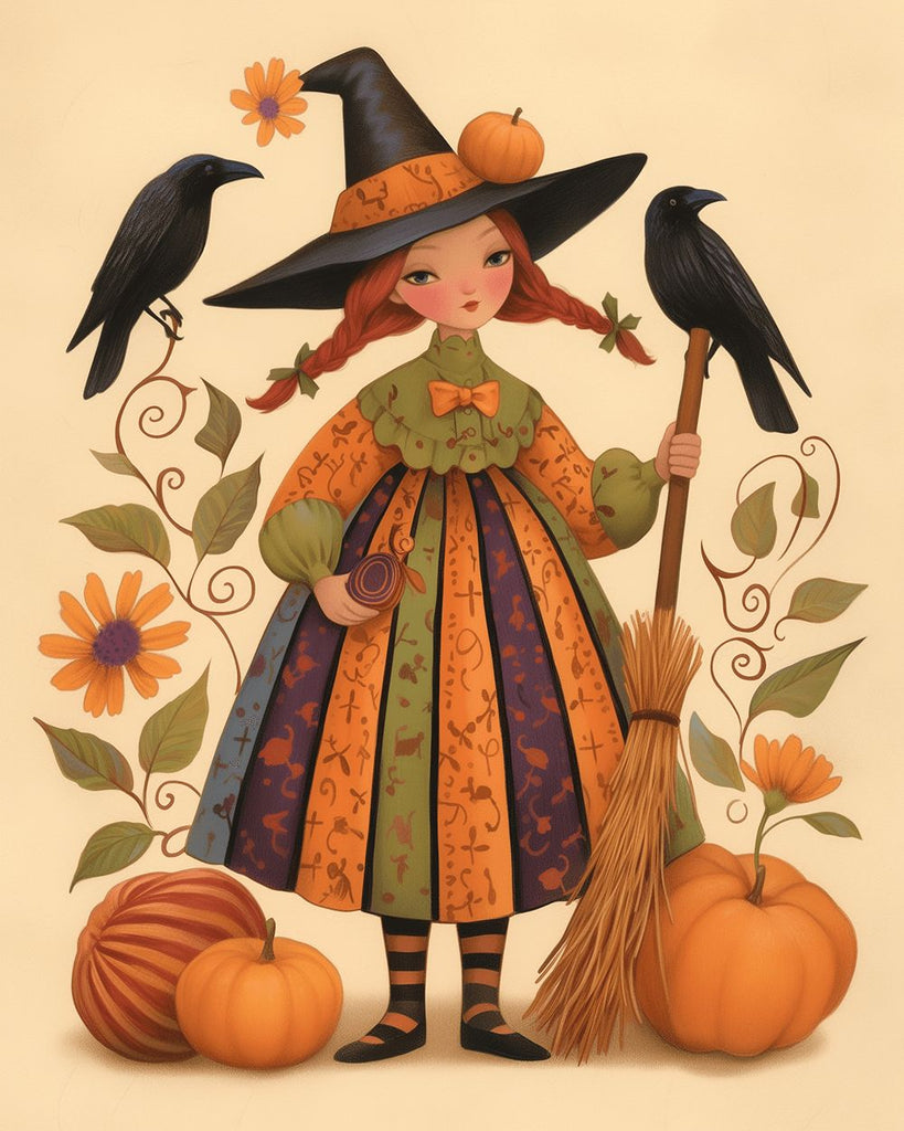 Halloweenmeisje Verkleed als Heks Schilderen op Nummers
