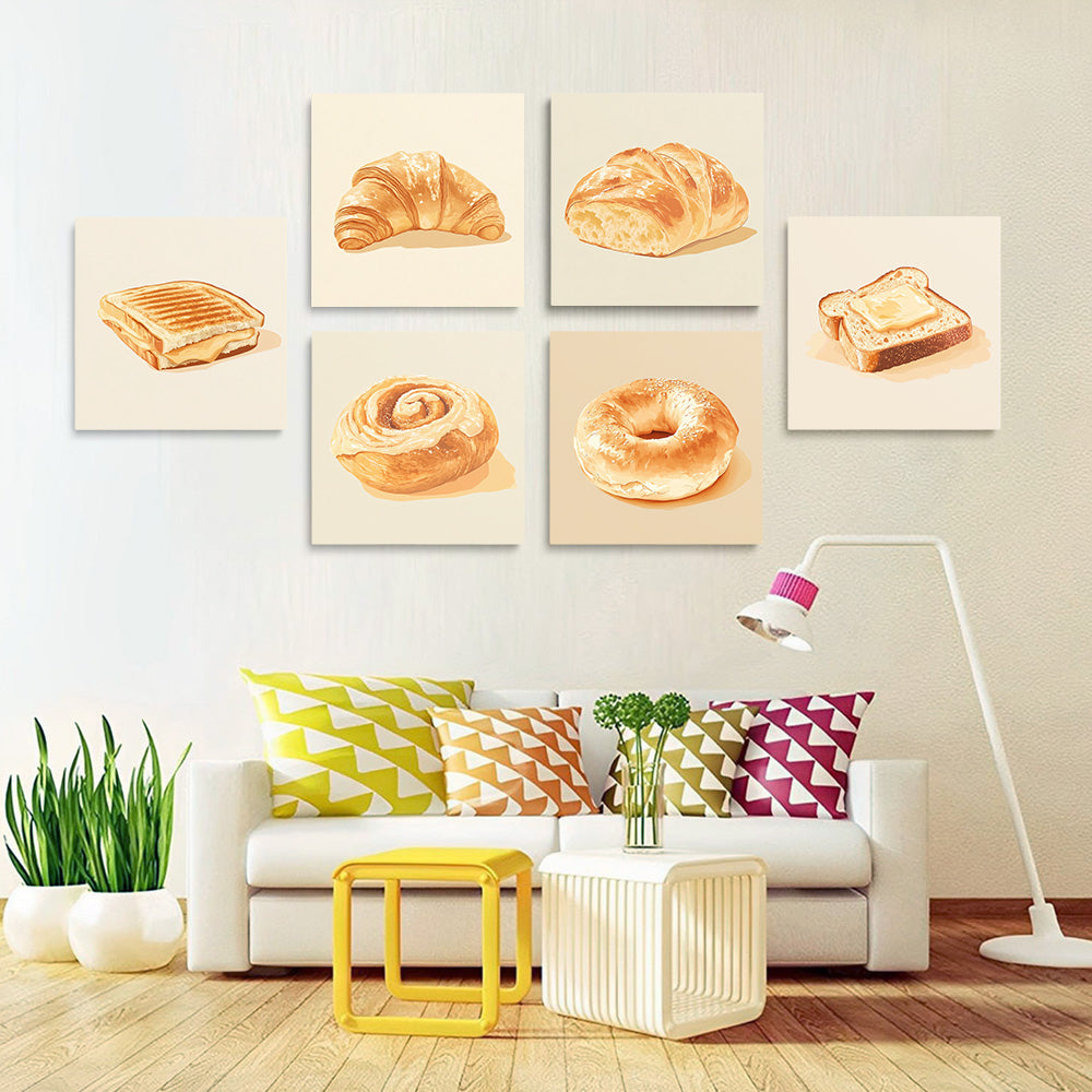 Heerlijk Brood 6 Stuks Mini Schilderen op Nummers