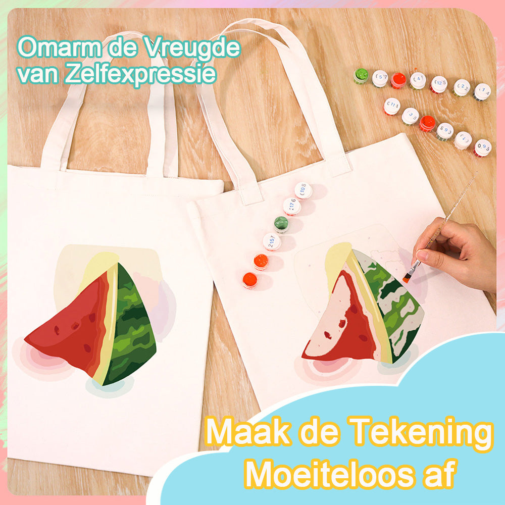 Heerlijke Watermeloen Canvas Tote Bag Schilderen op Nummers