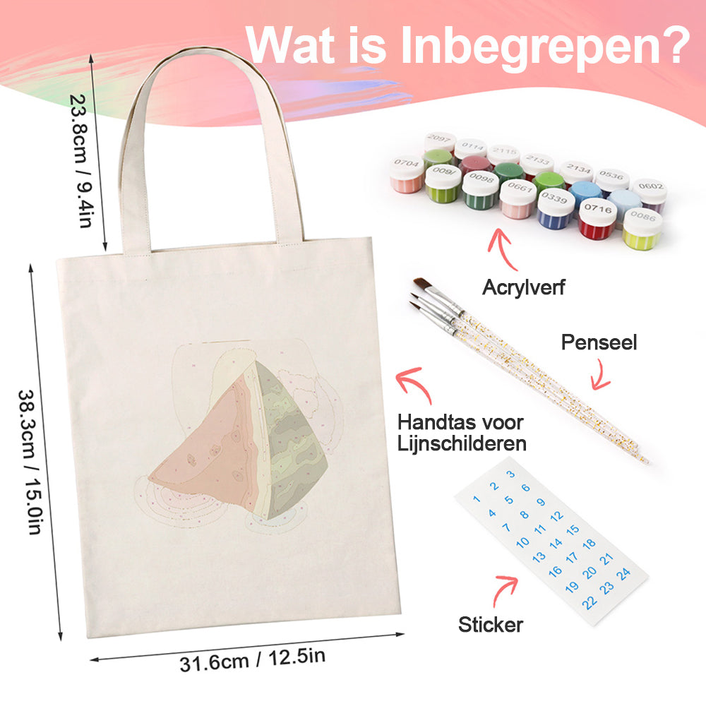 Heerlijke Watermeloen Canvas Tote Bag Schilderen op Nummers