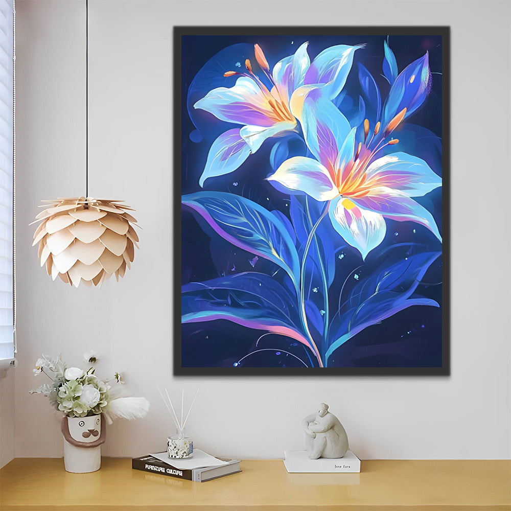 Helderblauwe Bloemen Schilderen op Nummers