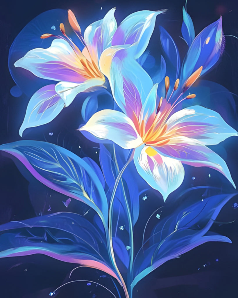 Helderblauwe Bloemen Schilderen op Nummers