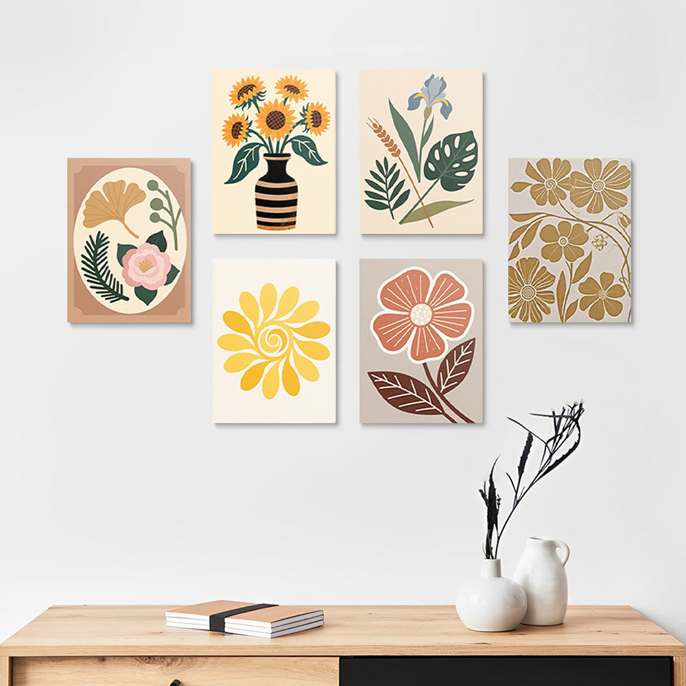 Herfstbloemen en Bladeren 6 Stuks Mini Schilderen op Nummers