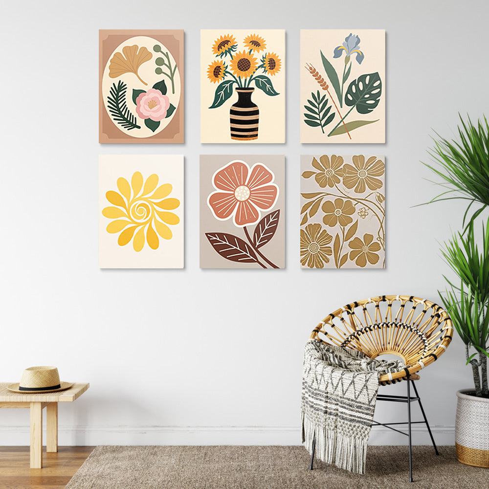 Herfstbloemen en Bladeren 6 Stuks Mini Schilderen op Nummers