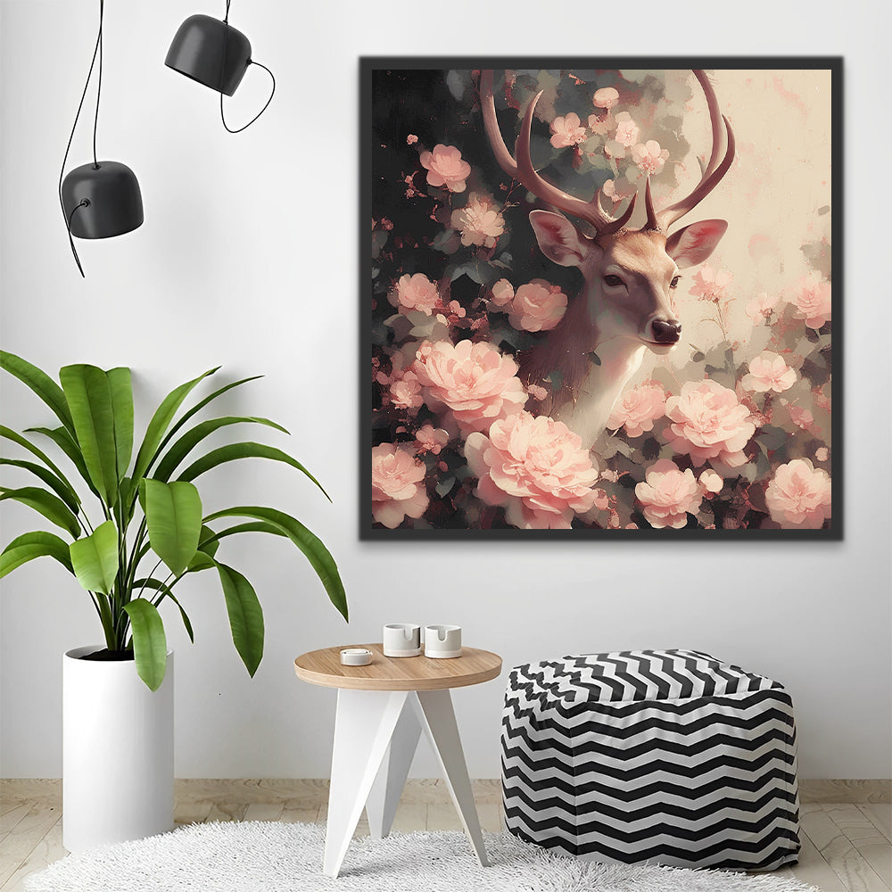 Hert omringd door Roze Bloemen Schilderen op Nummers