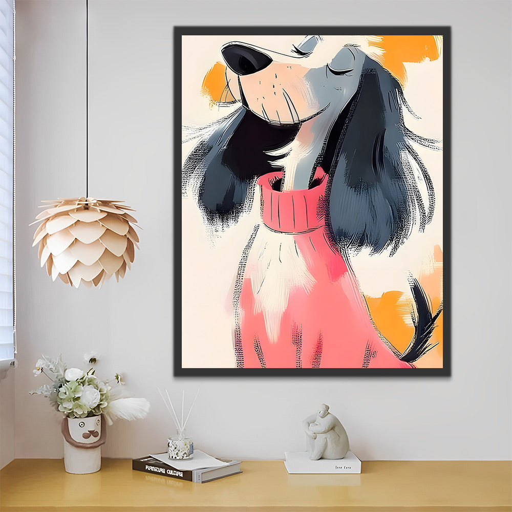 Hond in Roze Trui Schilderen op Nummers