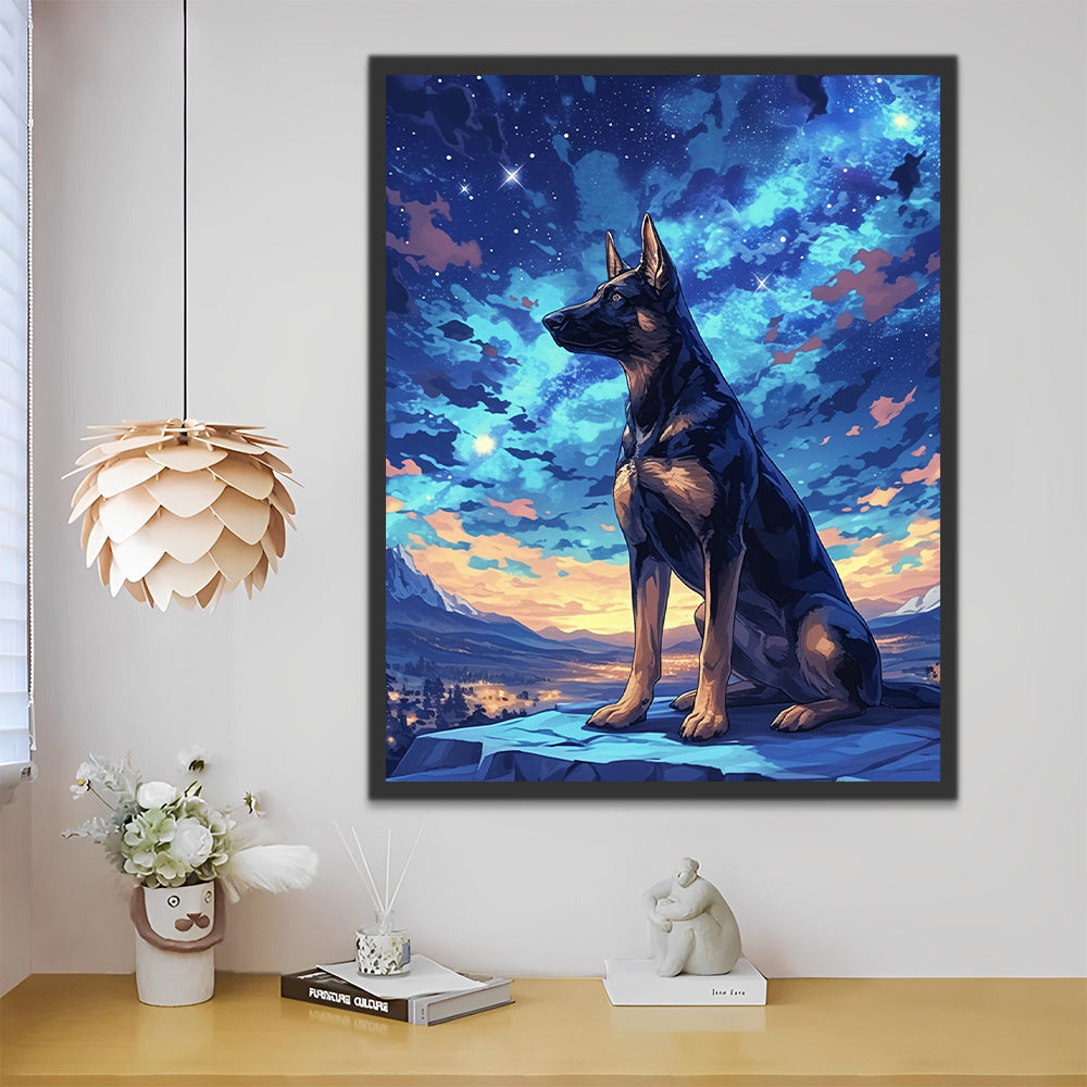 Hond onder de Blauwe Nevel Schilderen op Nummers