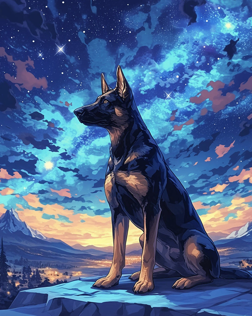 Hond onder de Blauwe Nevel Schilderen op Nummers