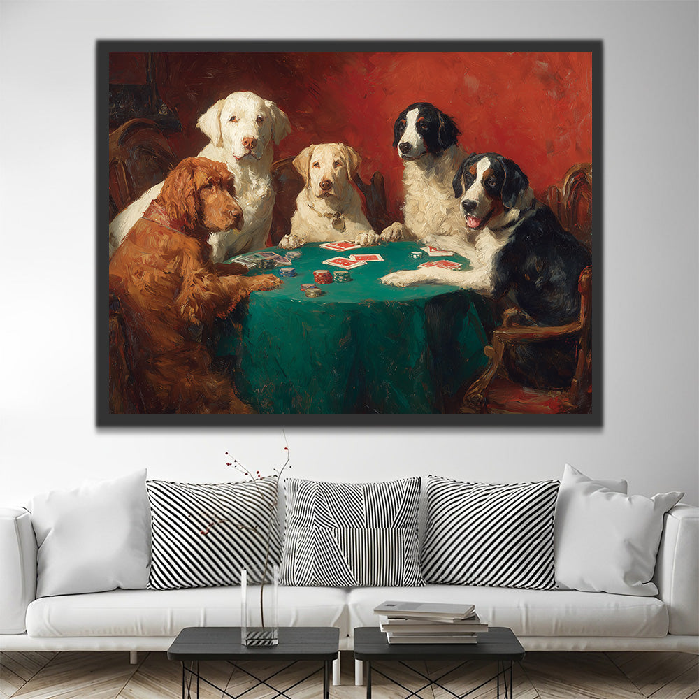 Honden die Poker Spelen en Gokken Schilderen op Nummers
