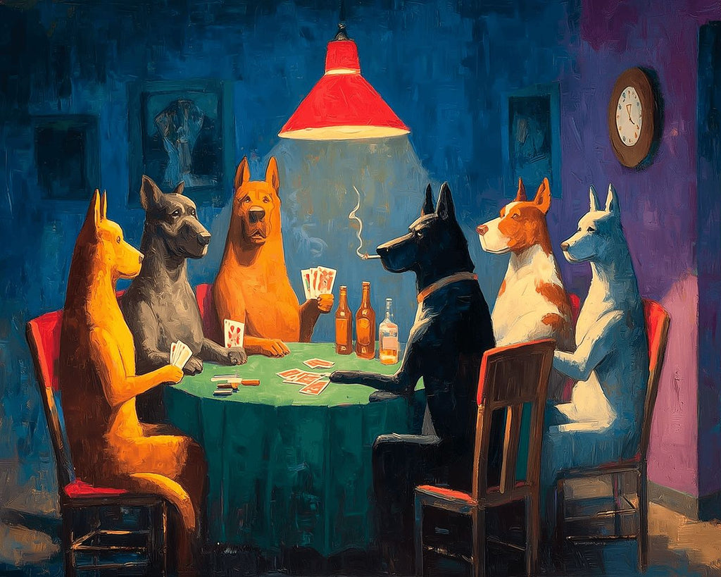 Honden die Poker Spelen Schilderen op Nummers