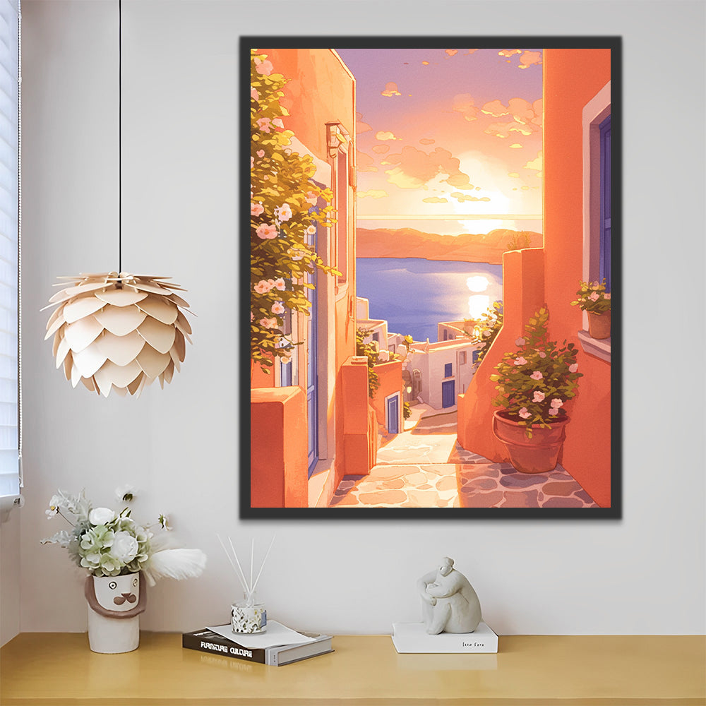 Huizen aan Zee in de Zon Schilderen op Nummers