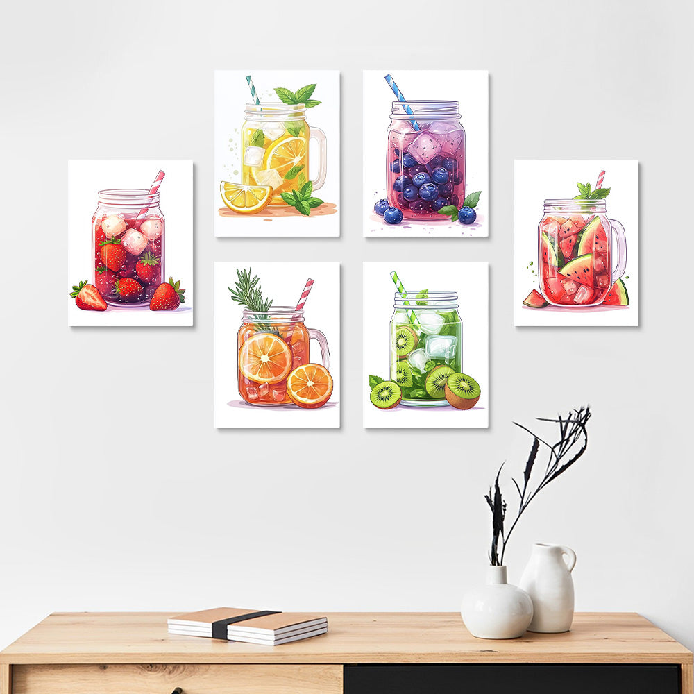 IJskoude Fruitdrankjes 6 Stuks Mini Schilderen op Nummers