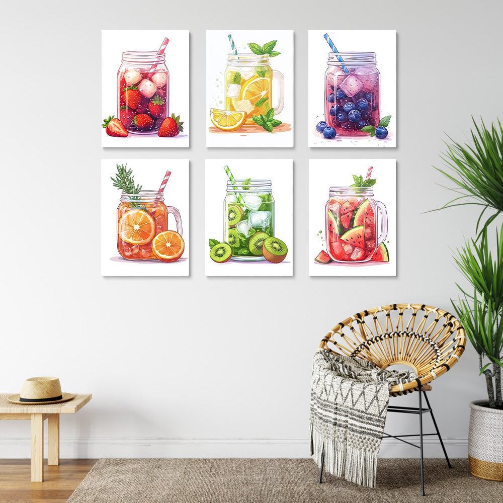 IJskoude Fruitdrankjes 6 Stuks Mini Schilderen op Nummers