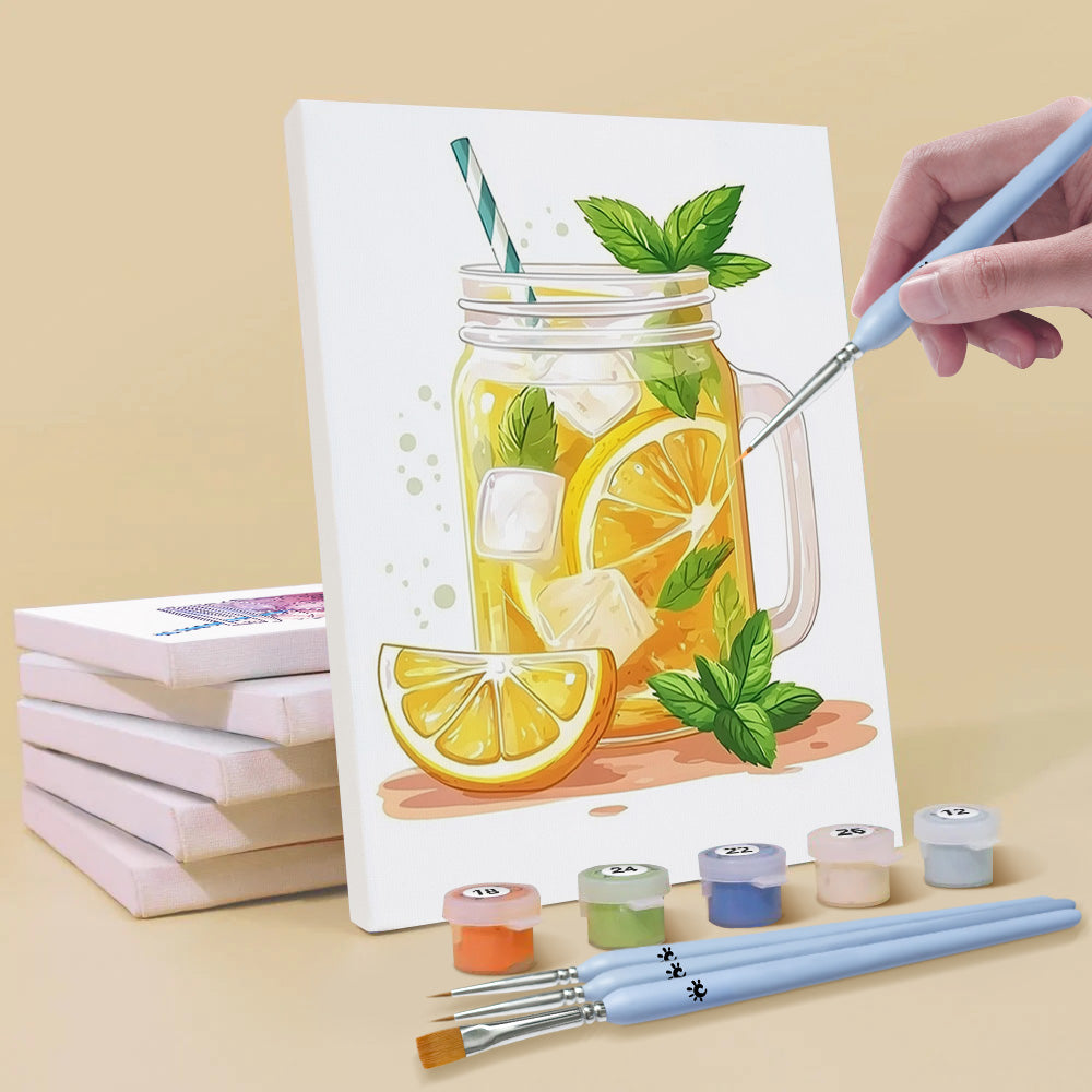 IJskoude Fruitdrankjes 6 Stuks Mini Schilderen op Nummers