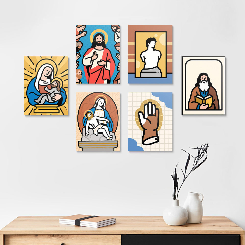 Jezus en de Maagd 6 Stuks Mini Schilderen op Nummers
