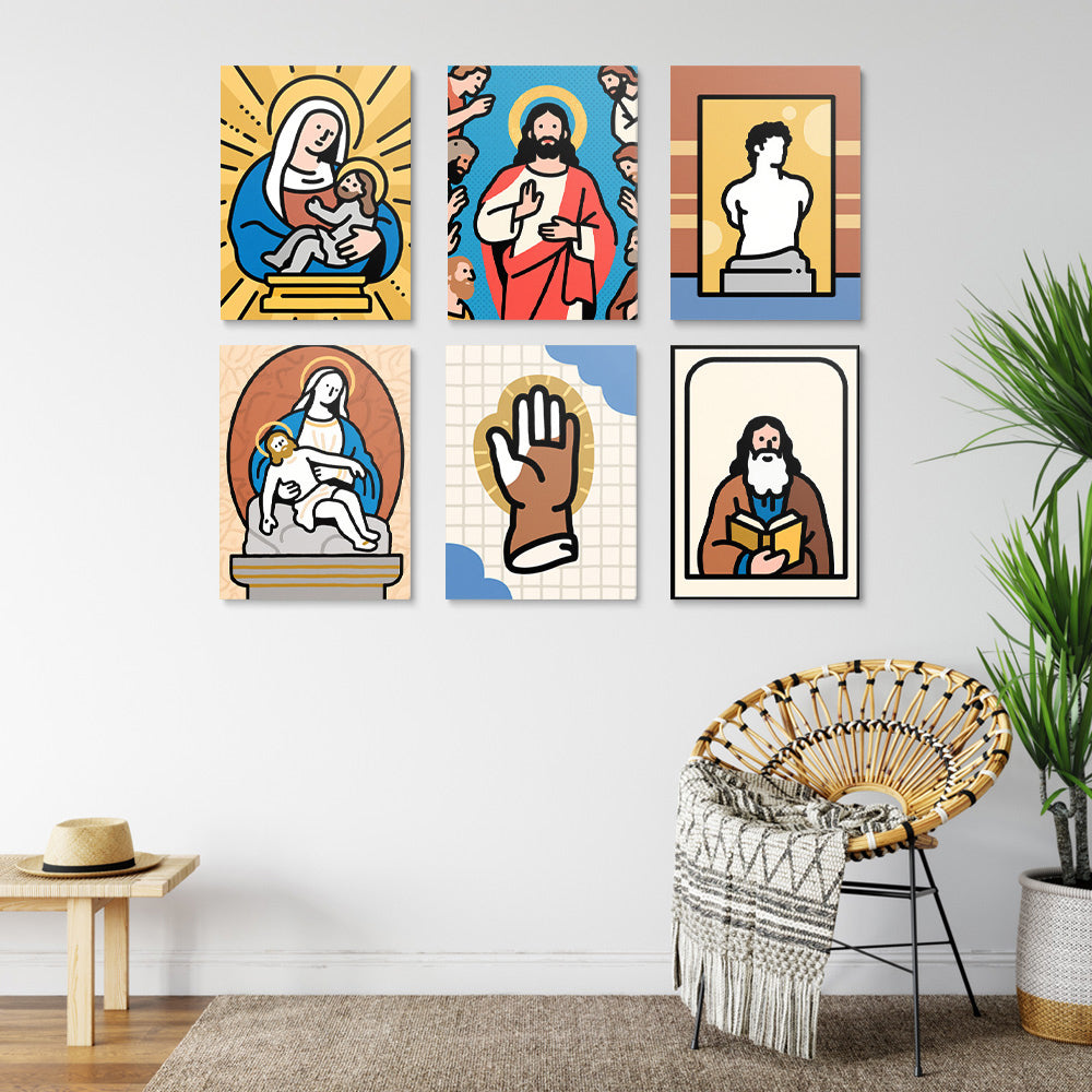 Jezus en de Maagd 6 Stuks Mini Schilderen op Nummers