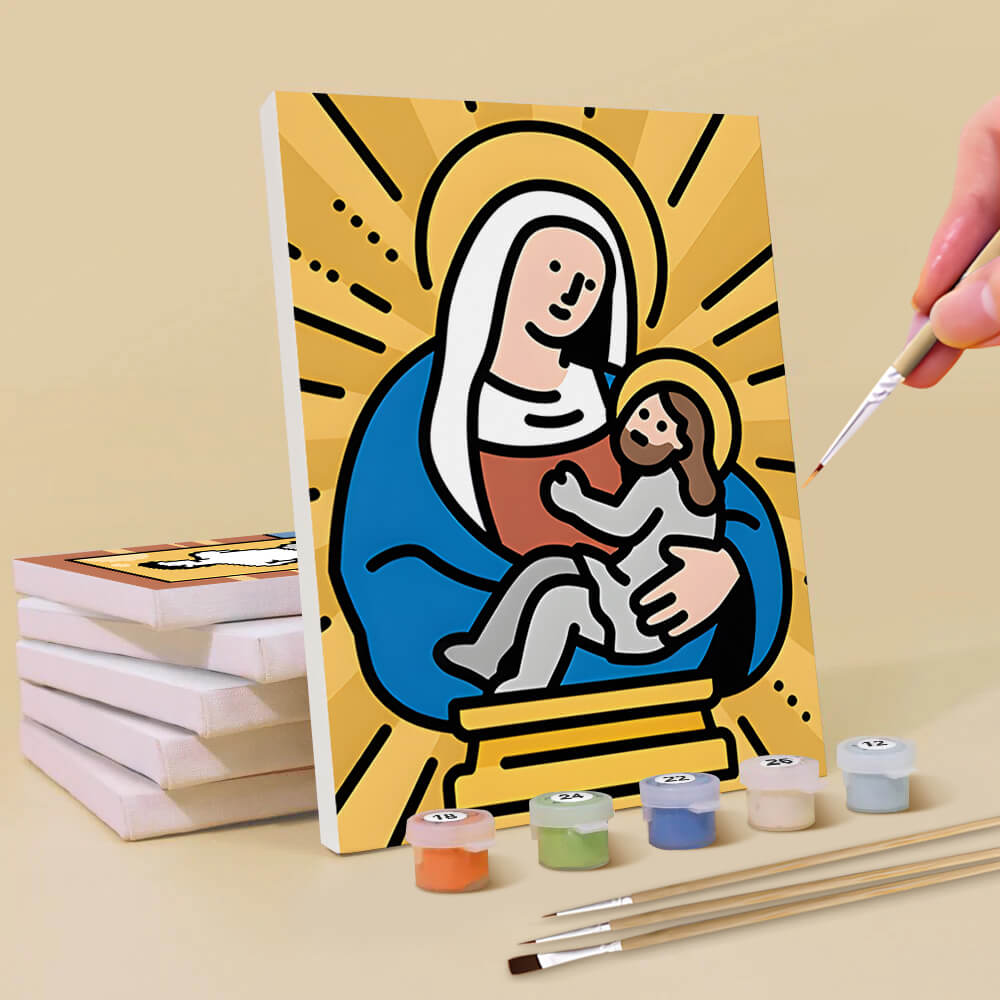 Jezus en de Maagd 6 Stuks Mini Schilderen op Nummers